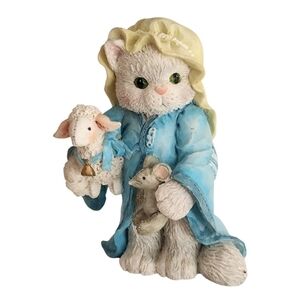 Vtg 1993 Calico Kittens Cat Figurine Sharing the Gift of Friendship Lamb Mouse